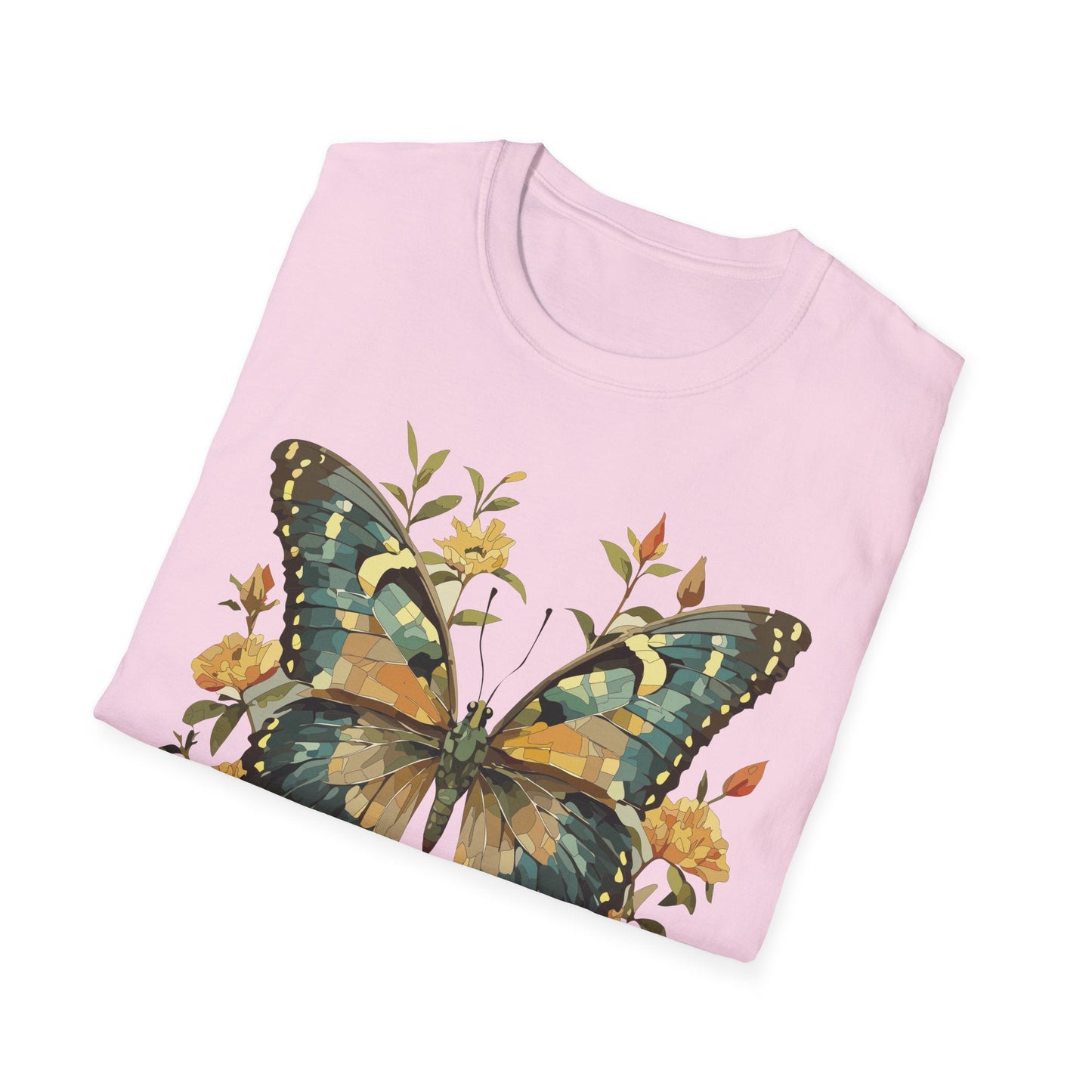 Butterfly Print T Shirt Unisex Monarch Shirt Gildan Softstyle 64000 Ring Spun Cotton