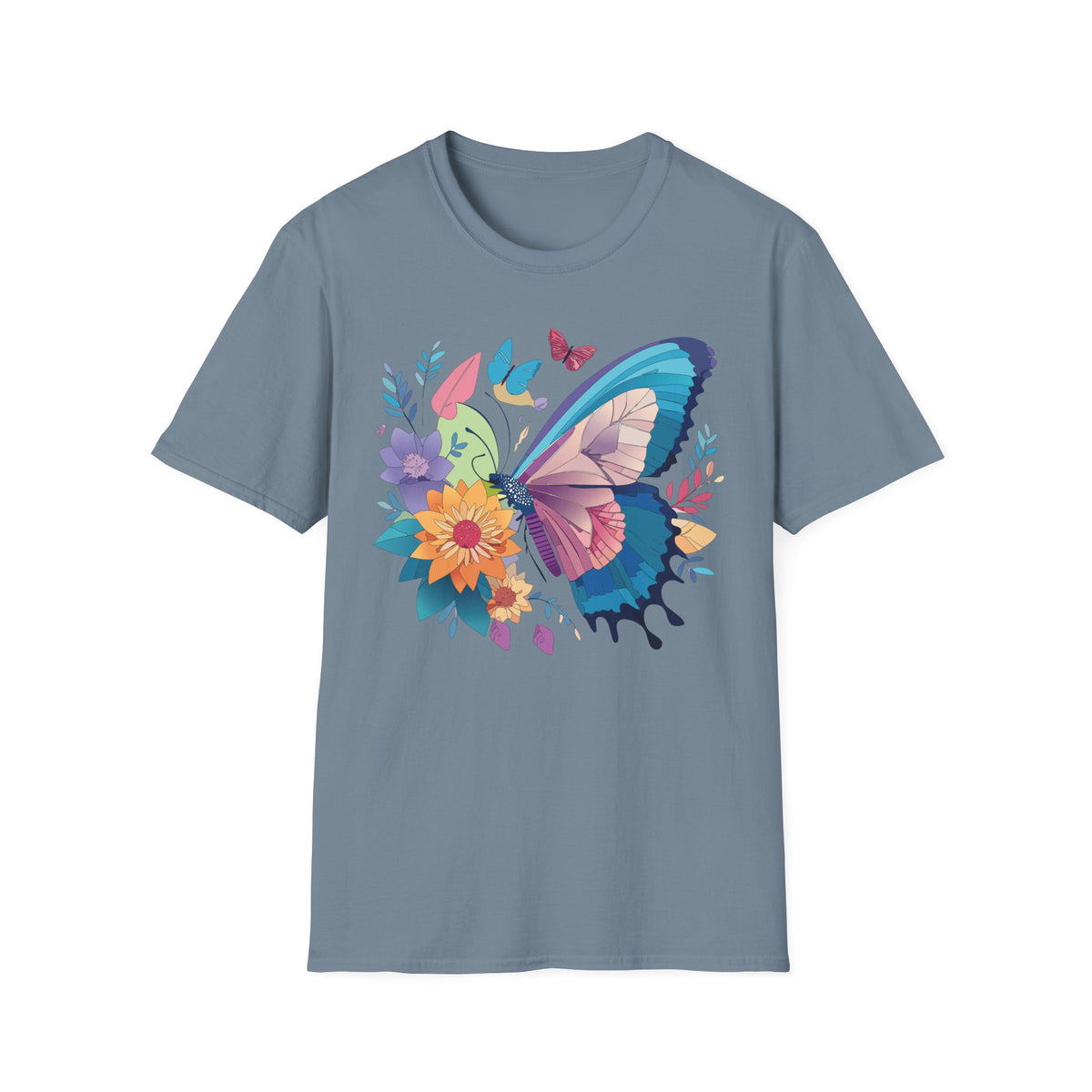 Watercolor Butterfly Floral Graphic Design Unisex 100 Cotton Gildan T-Shirt