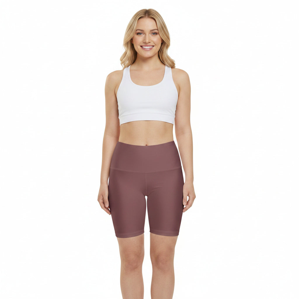 Smoky Rose Mauve Bike Shorts — Women’s Workout Biker Shorts for Yoga, Gym & Everyday Athleisure