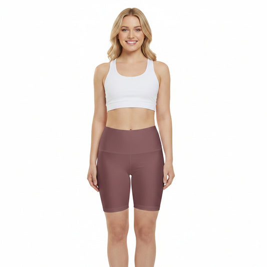 Smoky Rose Mauve Bike Shorts — Women’s Workout Biker Shorts for Yoga, Gym & Everyday Athleisure