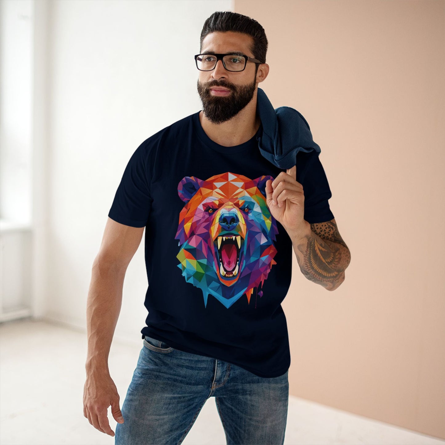Bear Graphic Unisex 100 Cotton Staple Tee with Animal Design Artwork 15