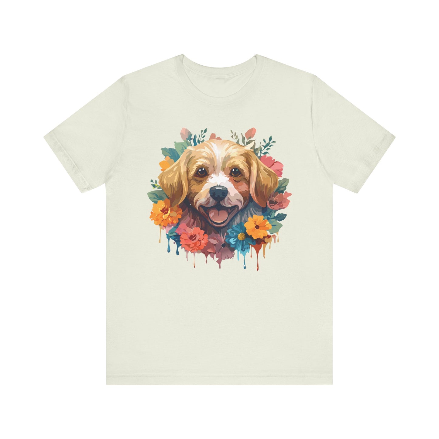Floral Dog Tee, Animal Shirt, Dog Shirt, Floral Tee, Flower T-shirt, T-Shirt with Animal, Summer Top with Art Design