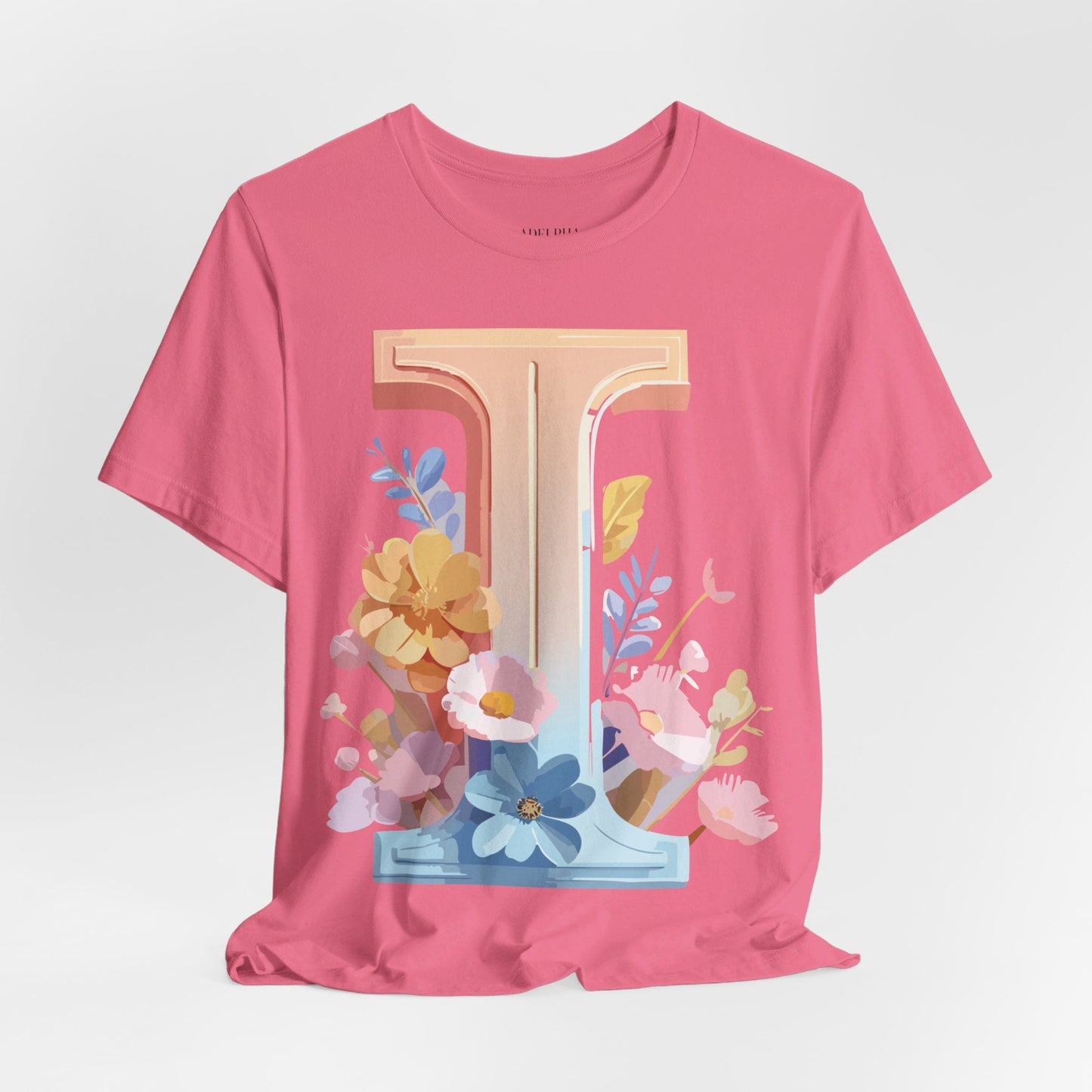 Vintage Inspired Letter I Shirt Unisex Graphic Tee Short Sleeve by Adelpha Premium