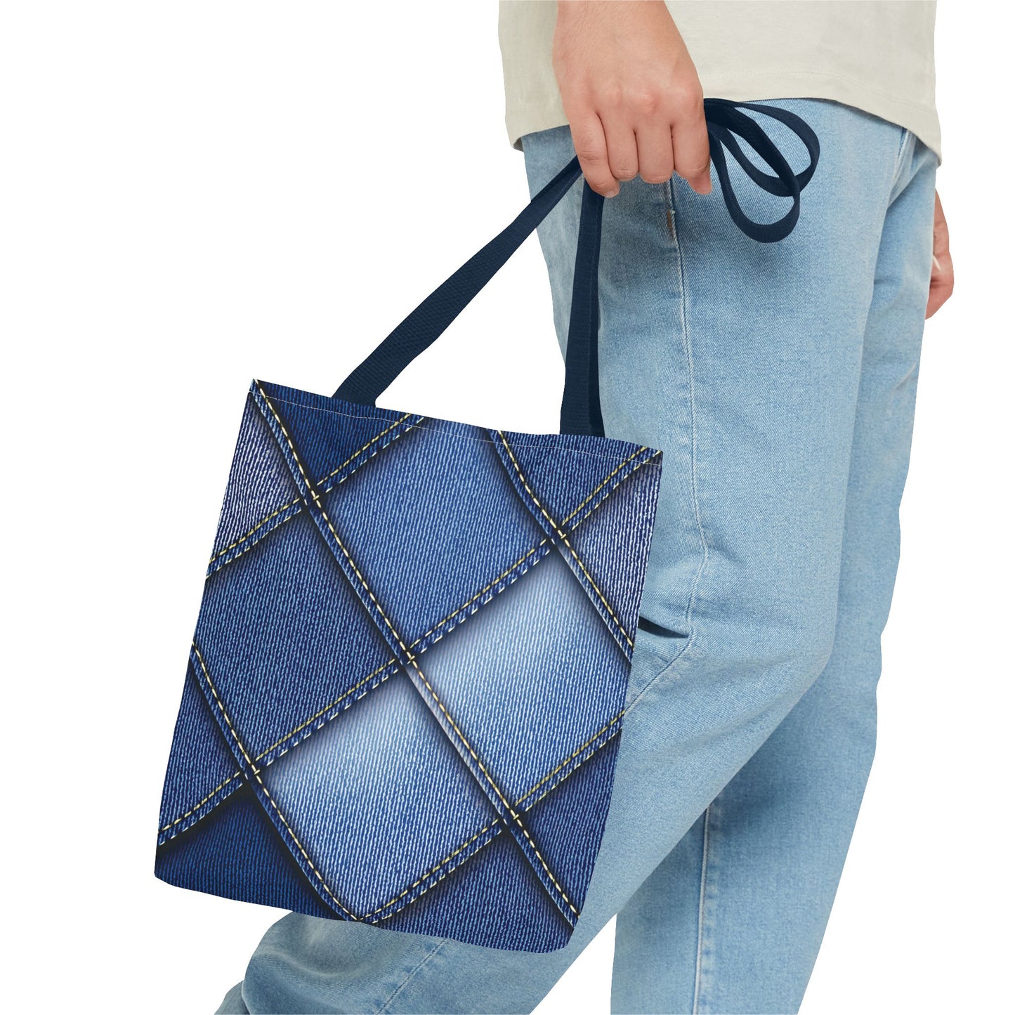 Denim Fabric Imitation Print Unisex Canvas Bag Poly Spun 3 Sizes Tote Bag 101