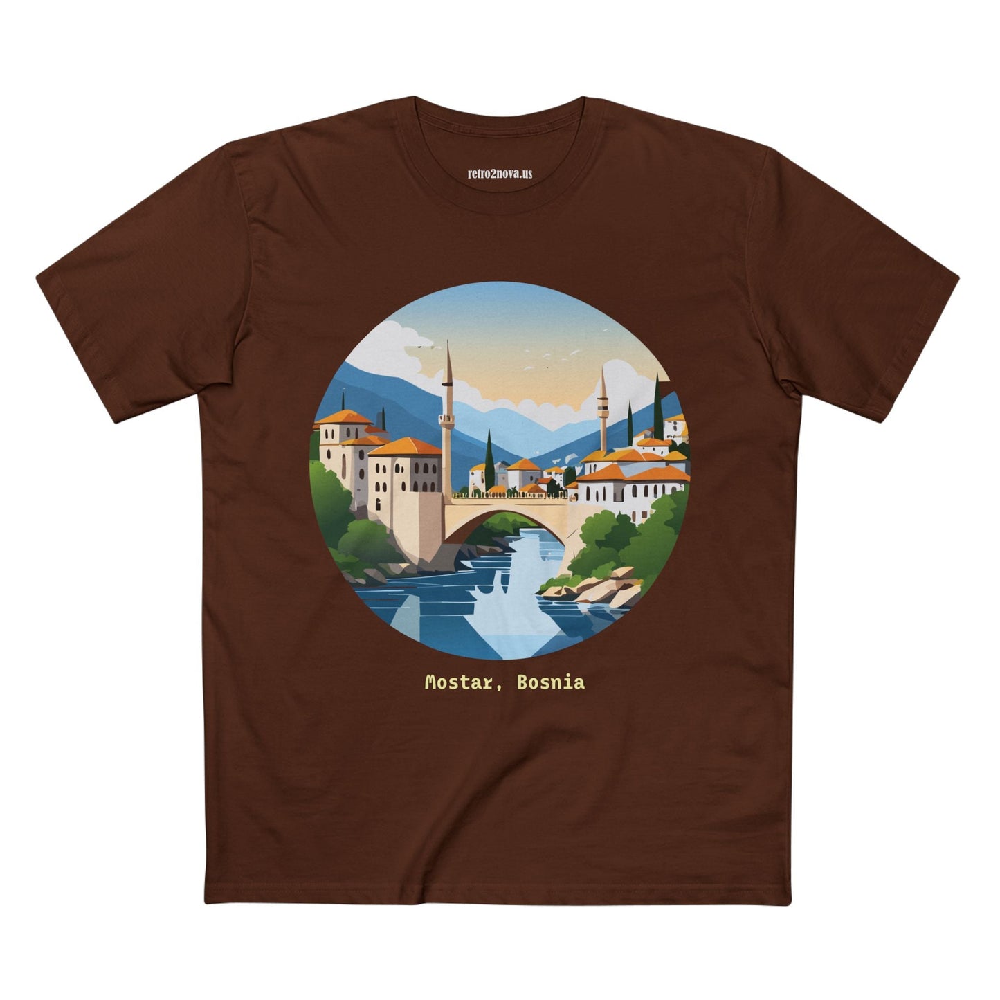 Unisex Travel Shirt Bosnia Edition Tee With Original Art Design By Retro2Nova Premium Cotton