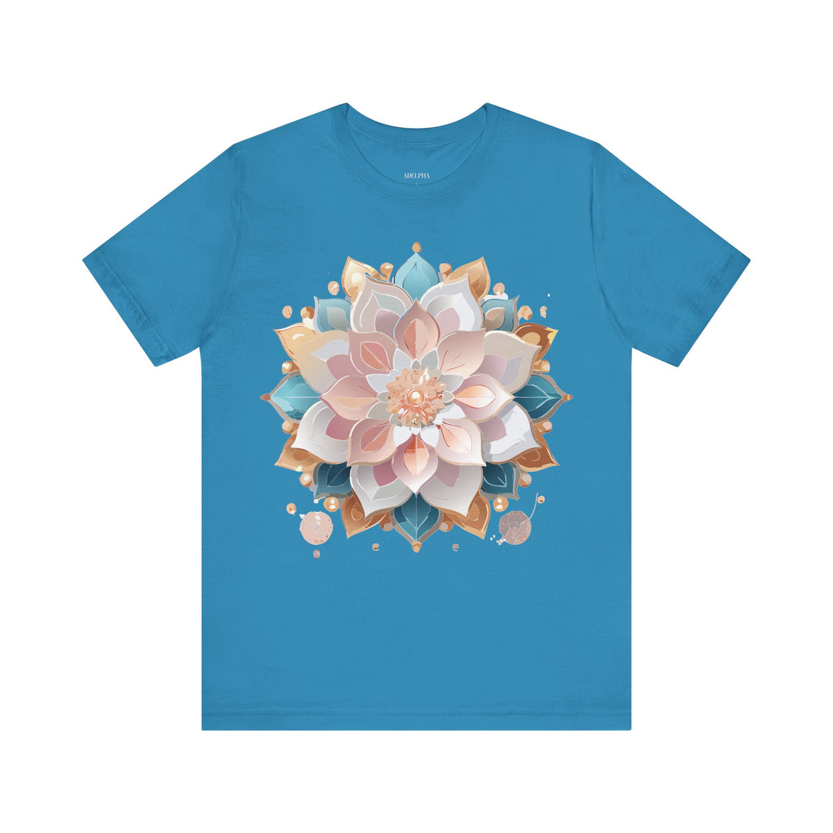Mandala Graphic Unisex Cotton Bella+Canvas Tee with Floral Art Design d24