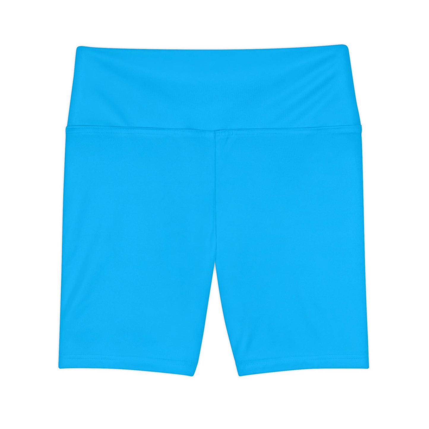 Deep Sky Blue Women's Workout Shorts — Solid High-Waist Biker Shorts for Exercise & Everyday Wear