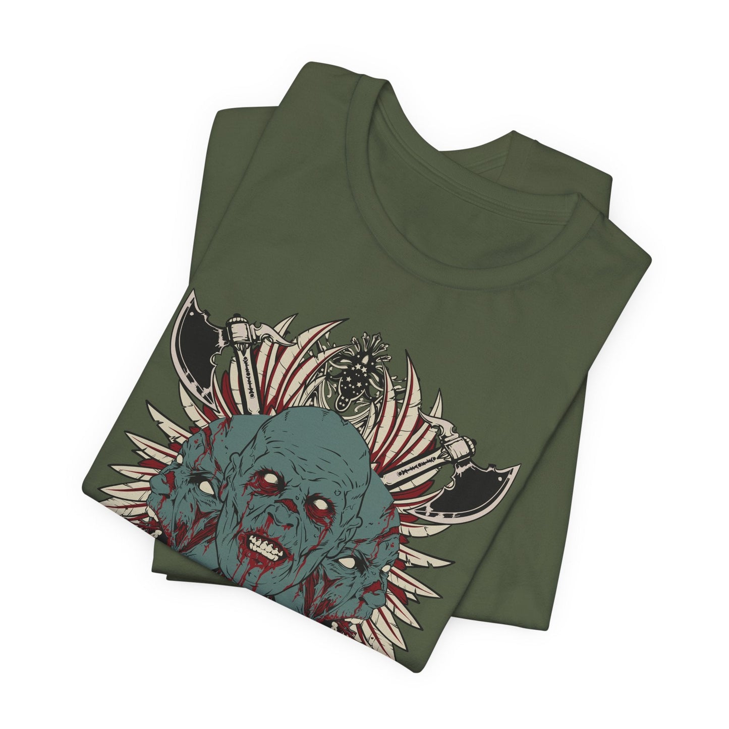 Zombie Skull Mandala T-Shirt Horror Graphic Tee, Gothic Skull Art-54-2