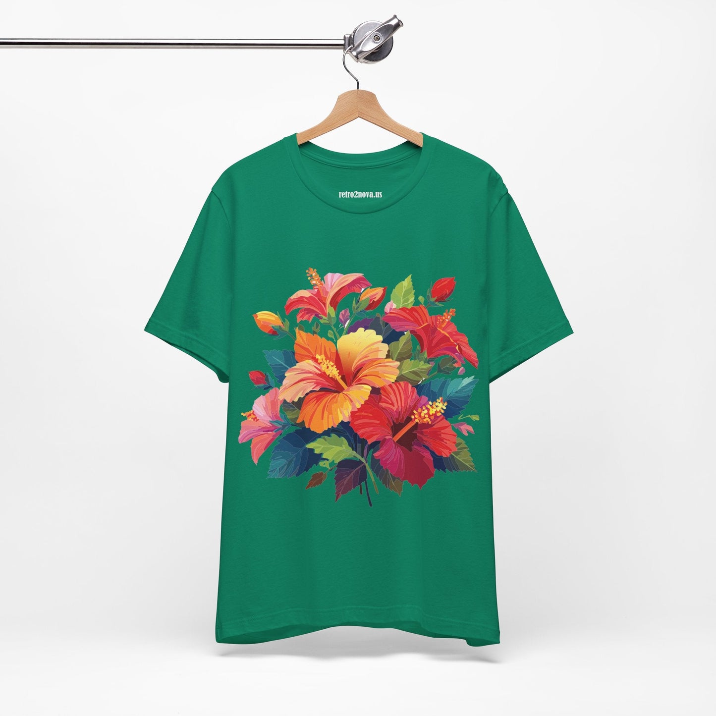 Retro2Nova Floral Shirt Unisex Jersey Short Sleeve Tee From Flowers Collection Bold Vibrant Design