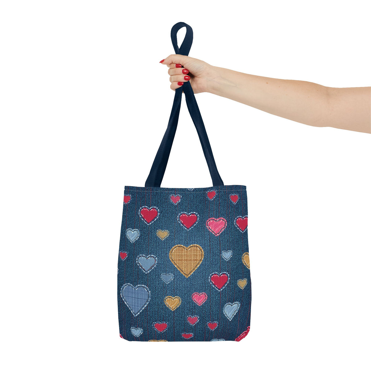 Love Day Graphic Design Denim Fabric Imitation Print Unisex Canvas Bag POLY 3 Sizes Tote Bag 201-24