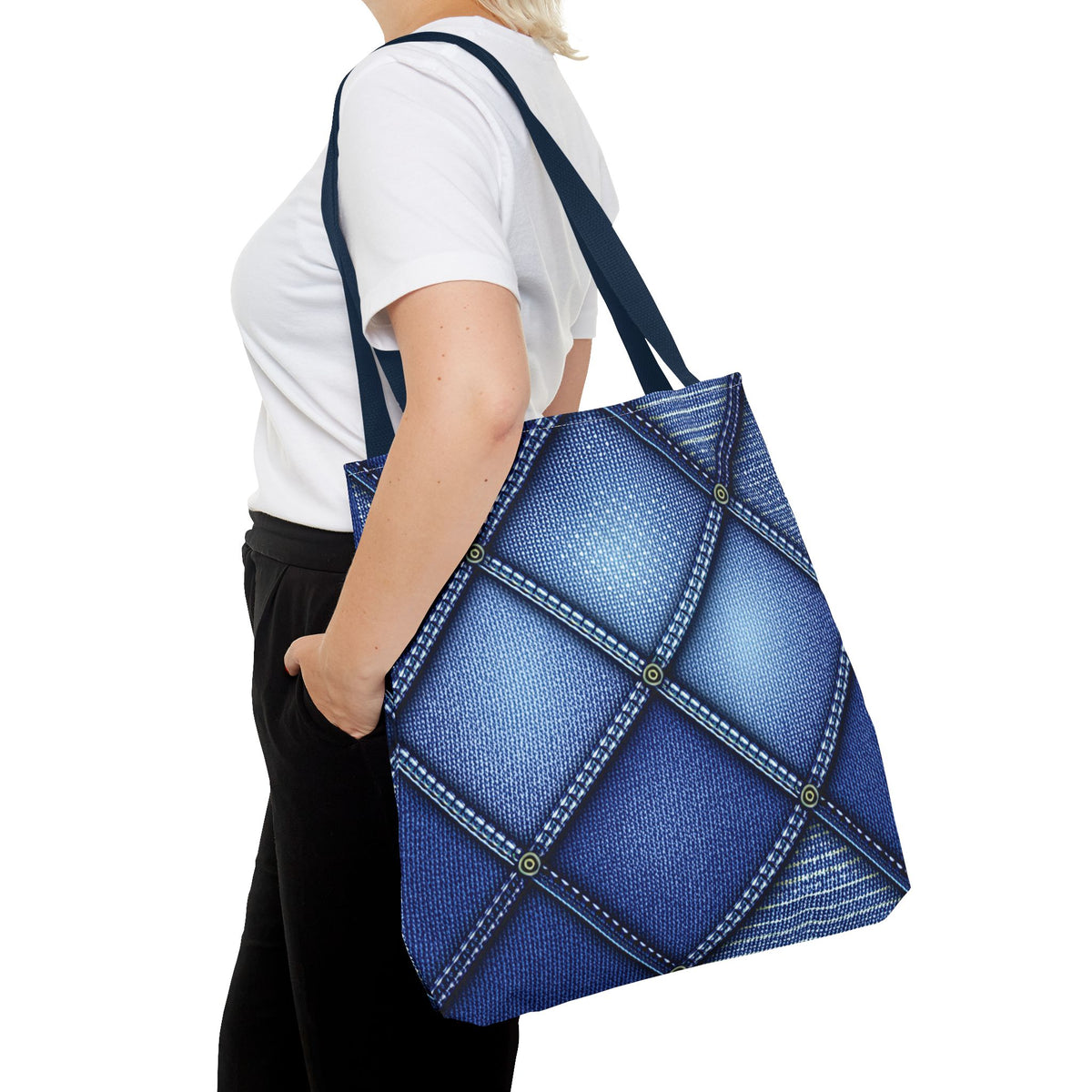 Denim Fabric Imitation Print Unisex Canvas Bag Poly Spun 3 Sizes Tote Bag 115