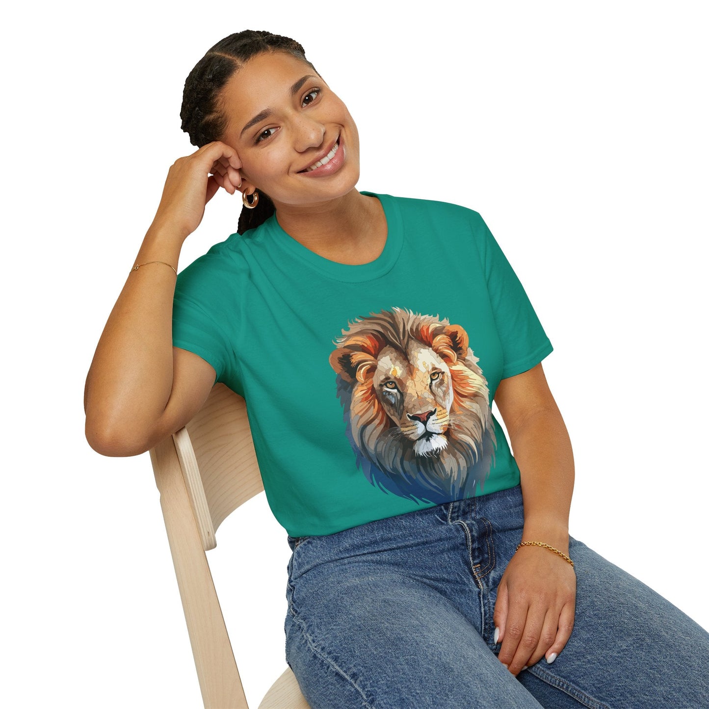Gildan Softstyle Lion Print T Shirt Floral Tee For Unisex Everyday Comfort