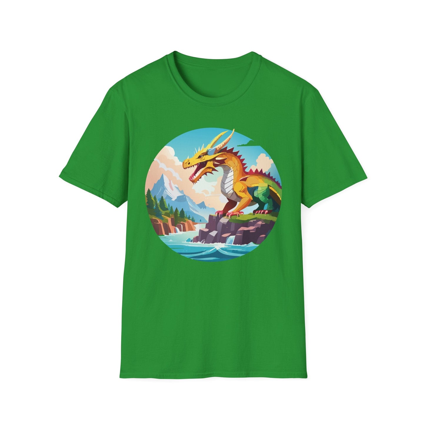 Dragon T Shirt Unisex Softstyle Cotton Tee With Colorful Animal Art Design For Everyday Wear
