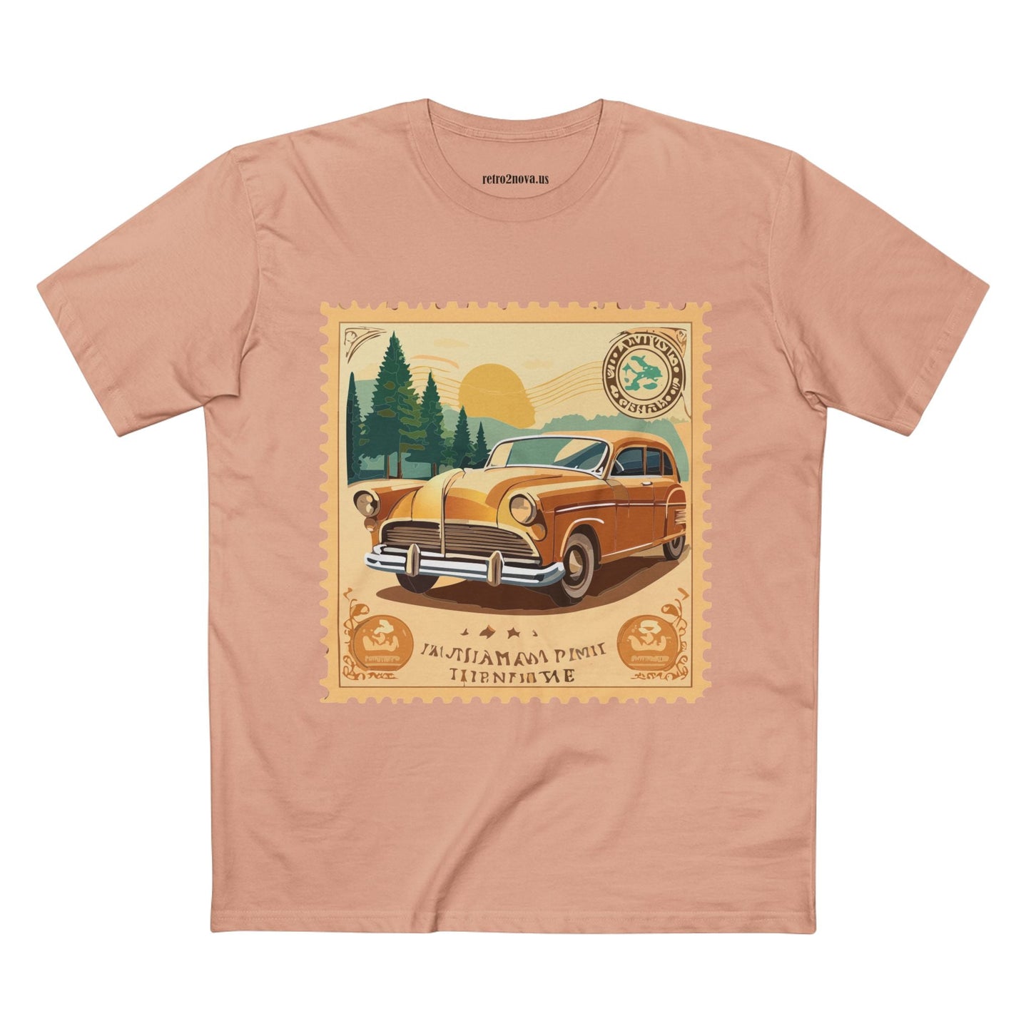 Retro2Nova Postage Stamp Shirt Unisex Premium Cotton Tee With Original Art Design