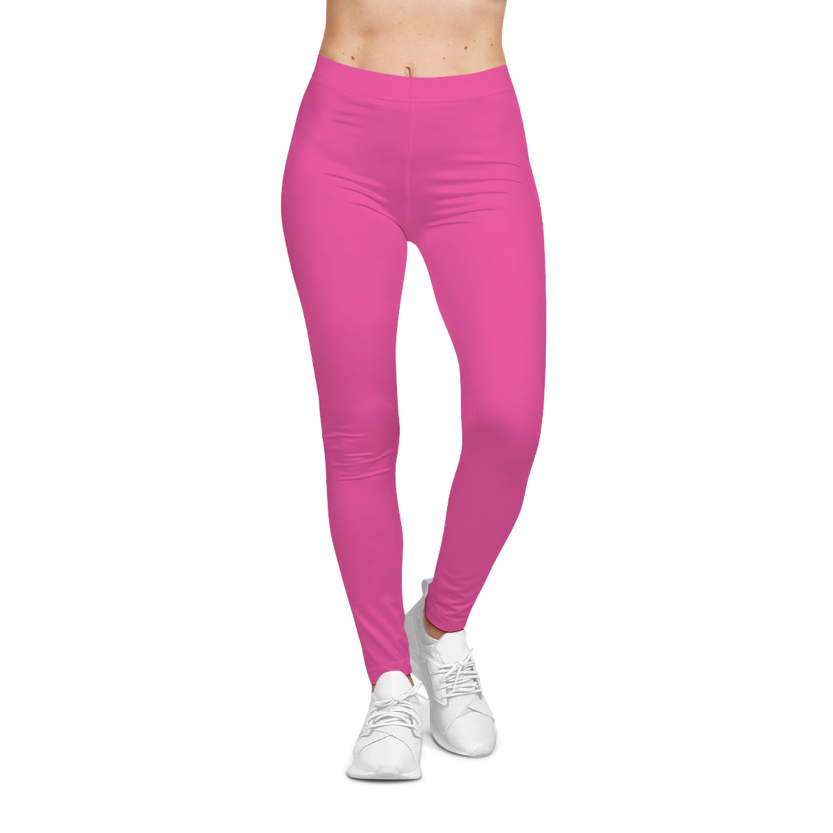 Deep Pink Color Women's Poly-Span Casual Leggings XS-2XL
