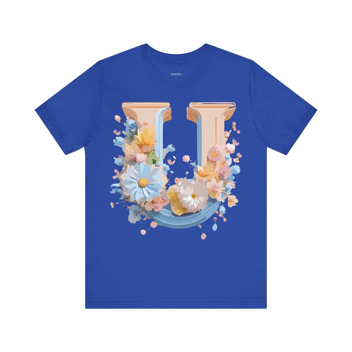 Letter U Graphic Unisex Cotton Bella+Canvas Tee with Art Letter Design