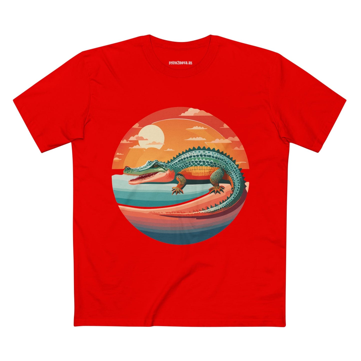 Unisex Crocodile Animal Shirt With Original Art Design Retro2Nova Premium Cotton Staple Tee For Everyday Comfort