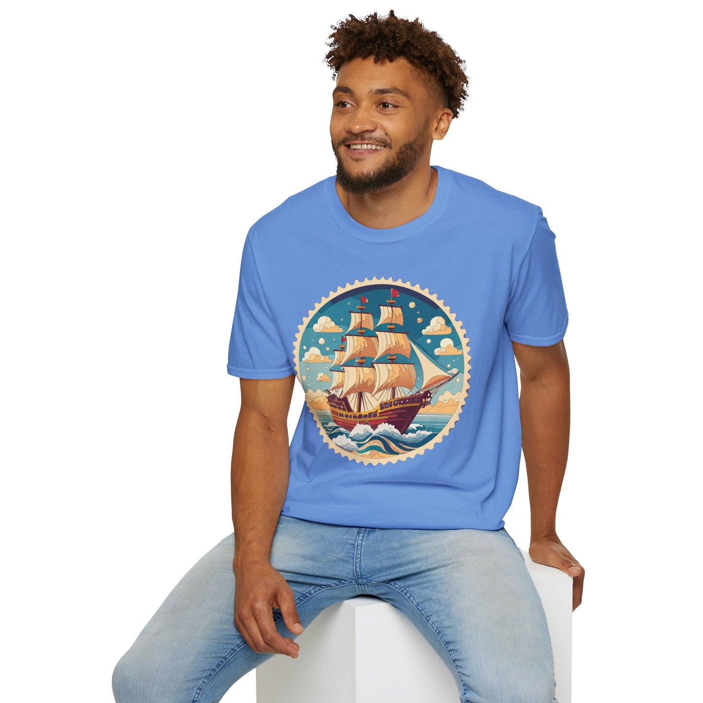 Frigate Ship T Shirt Unisex Short Sleeve 100 Percent Ring Spun Cotton Soft Tee Gildan 64000