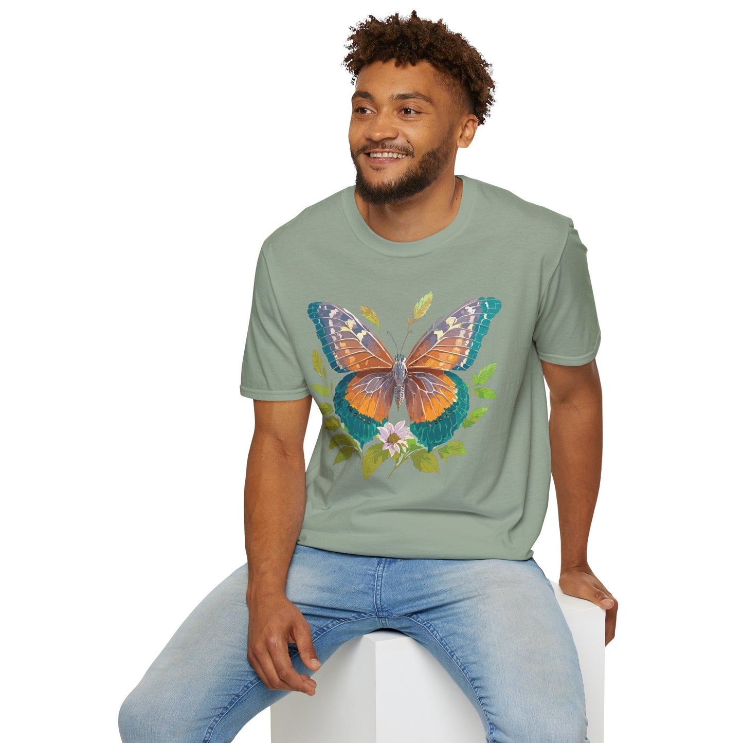 Unisex Butterfly Shirt With Monarch Design Cotton Tee Gildan 64000 Softstyle Comfort