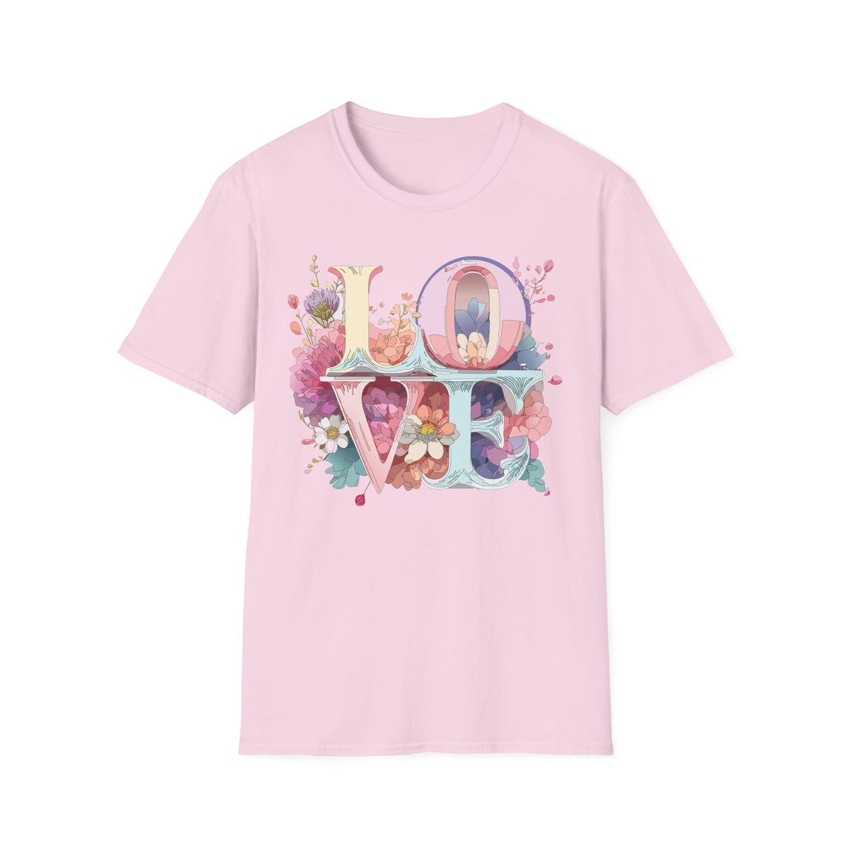 LOVE floral letter tee, T-Shirt | pastel bloom typography