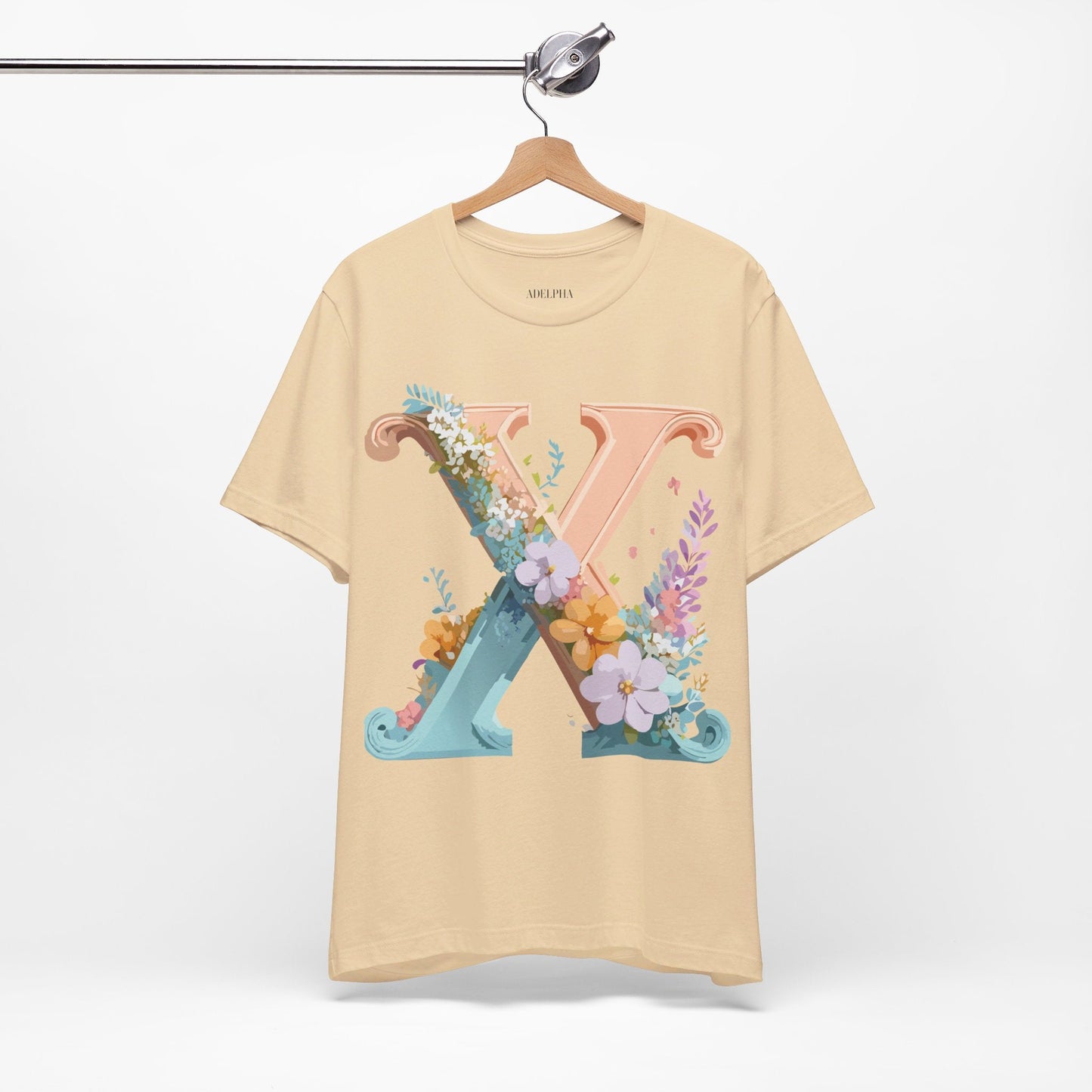 Letter X Shirt Unisex Jersey Graphic Tee By Adelpha With Vintage Inspired Artwork Short Sleeve