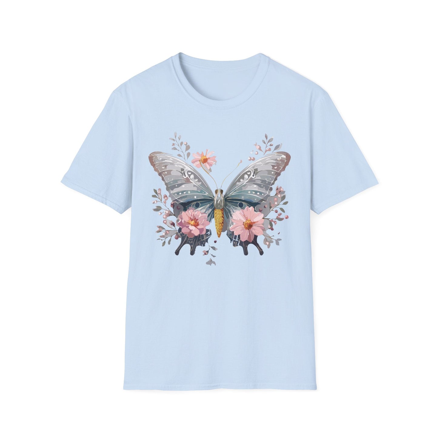 Butterfly Themed Unisex T Shirt Softstyle Monarch Gildan 64000 Ring Spun Cotton Tee