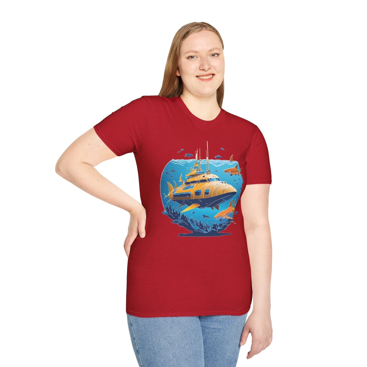 Ocean T Shirt Unisex Gildan Softstyle 64000 100 Percent Cotton Ring Spun U Boat Design Graphic