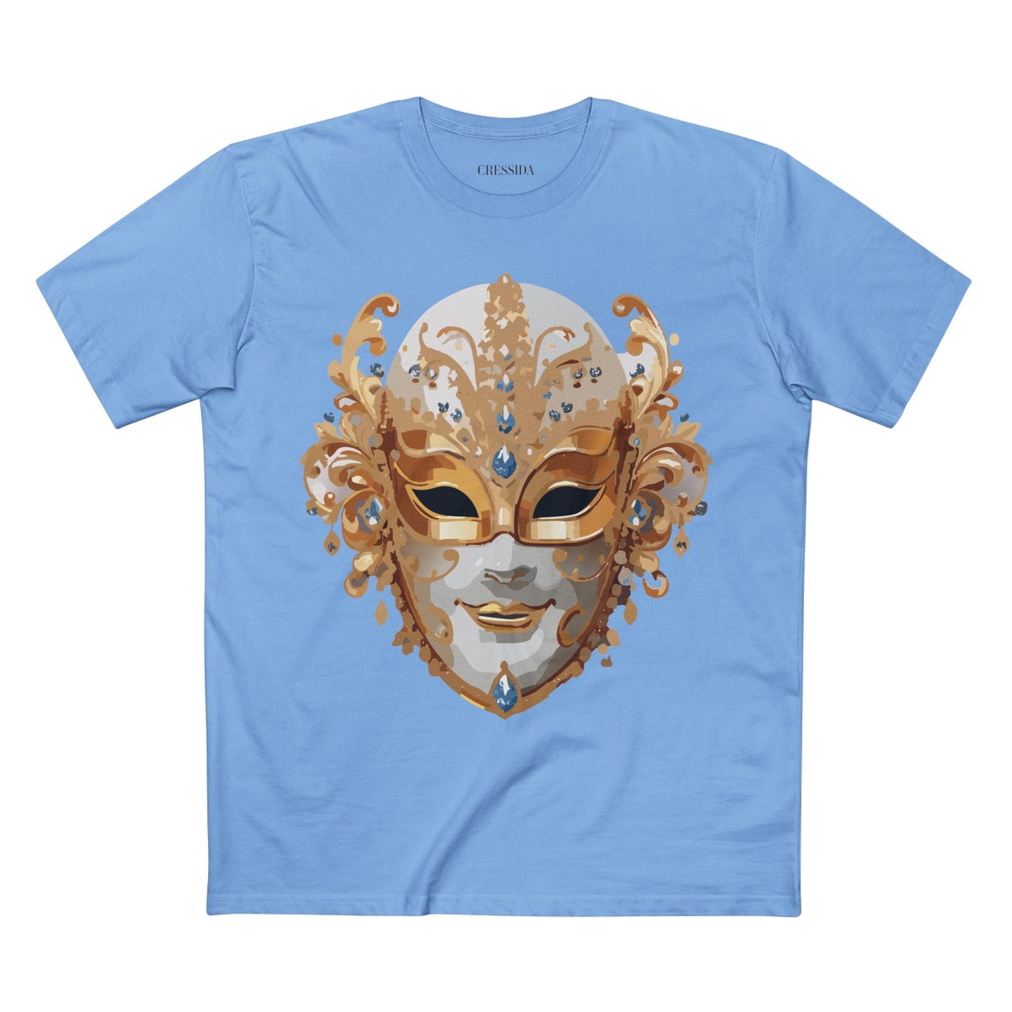 Carnival Mask Graphic T-Shirt Unisex 100 Cotton With Antique Gold Art Design Tee 20