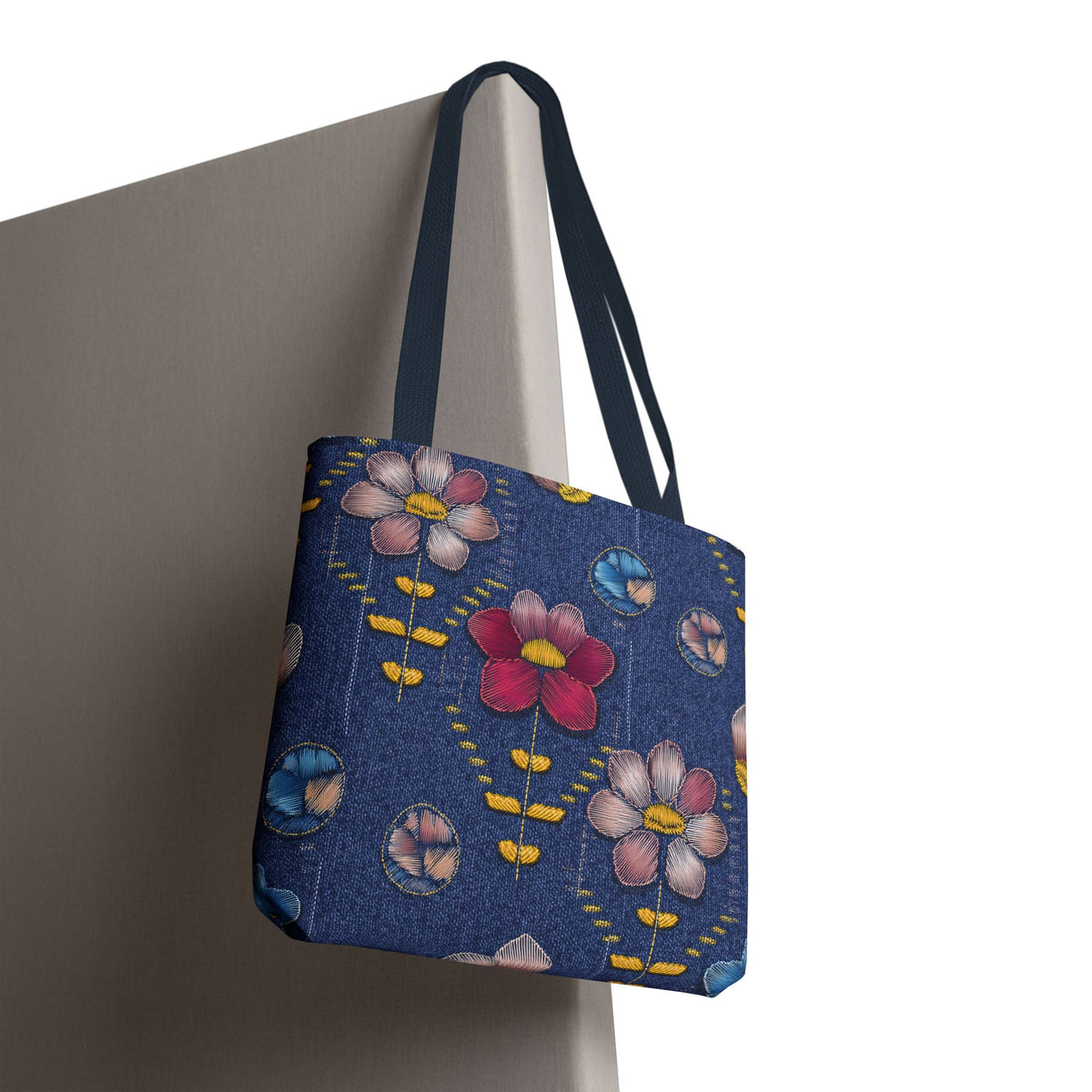 Denim Fabric Imitation Print Unisex Canvas Bag Poly Spun 3 Sizes Tote Bag 159-16
