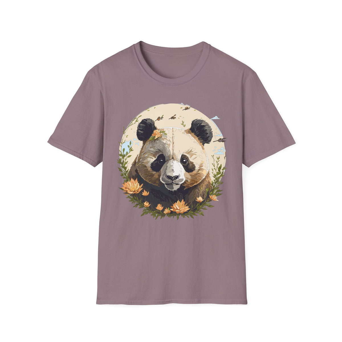 Floral Panda Illustration T-Shirt | Cute Bamboo Bear Graphic Tee