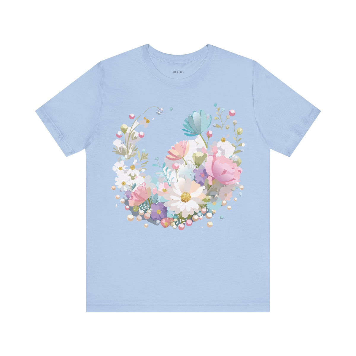 Floral Graphic Unisex Cotton Bella+Canvas Tee with Flowers Art Design n122