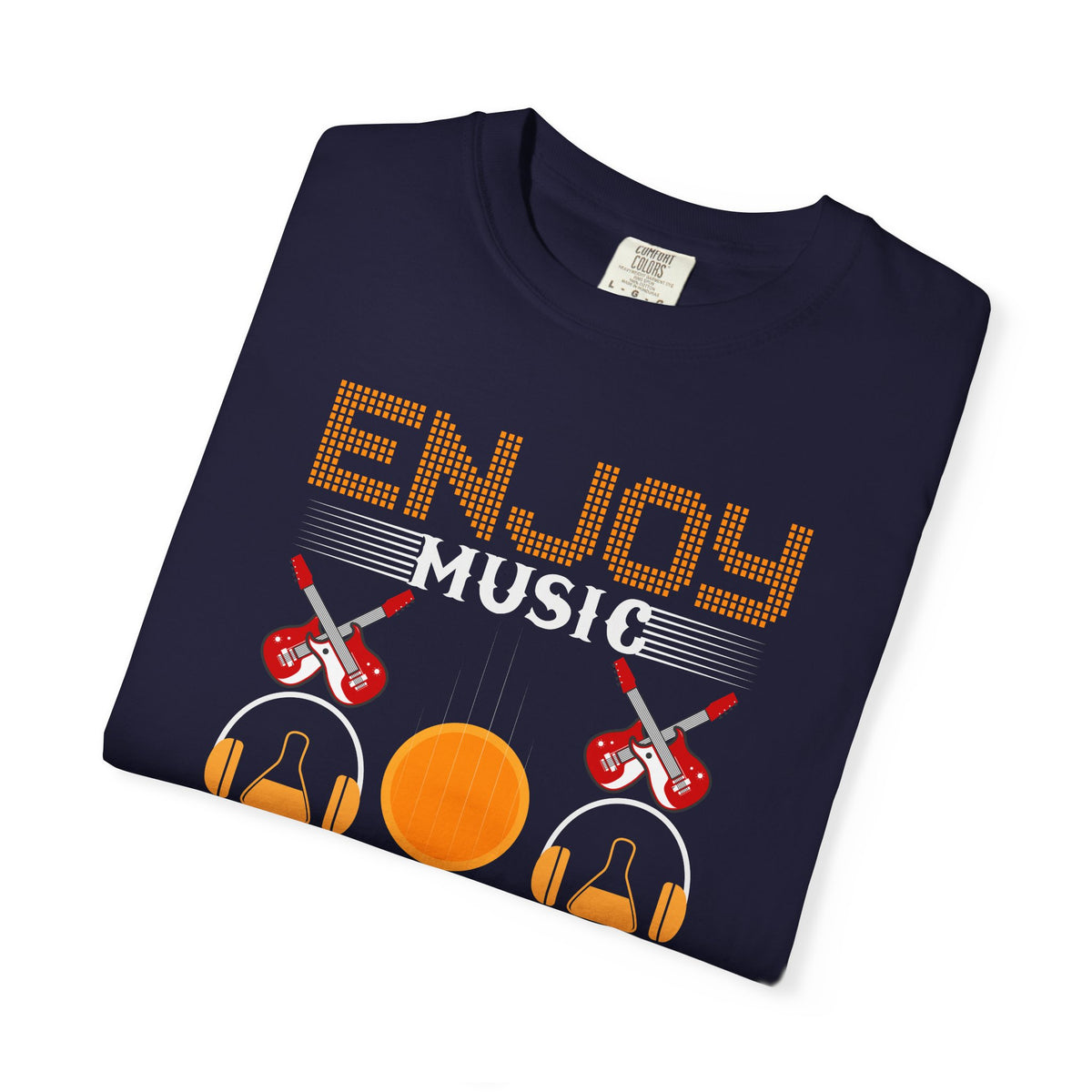 Enjoy Music Enjoy Life T-Shirt Retro Headphones Drum Guitar Unisex Cotton Tee 049