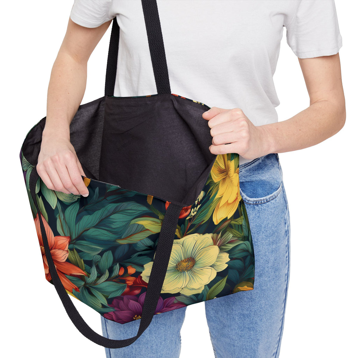 Floral Print Poly Canvas Weekender Bag 01