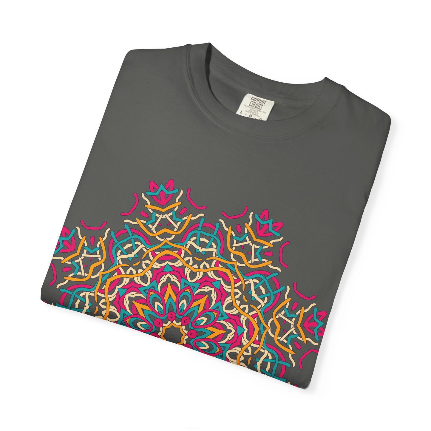 Unisex Garment Dyed Cotton T-Shirt with Mandala Graphic Design