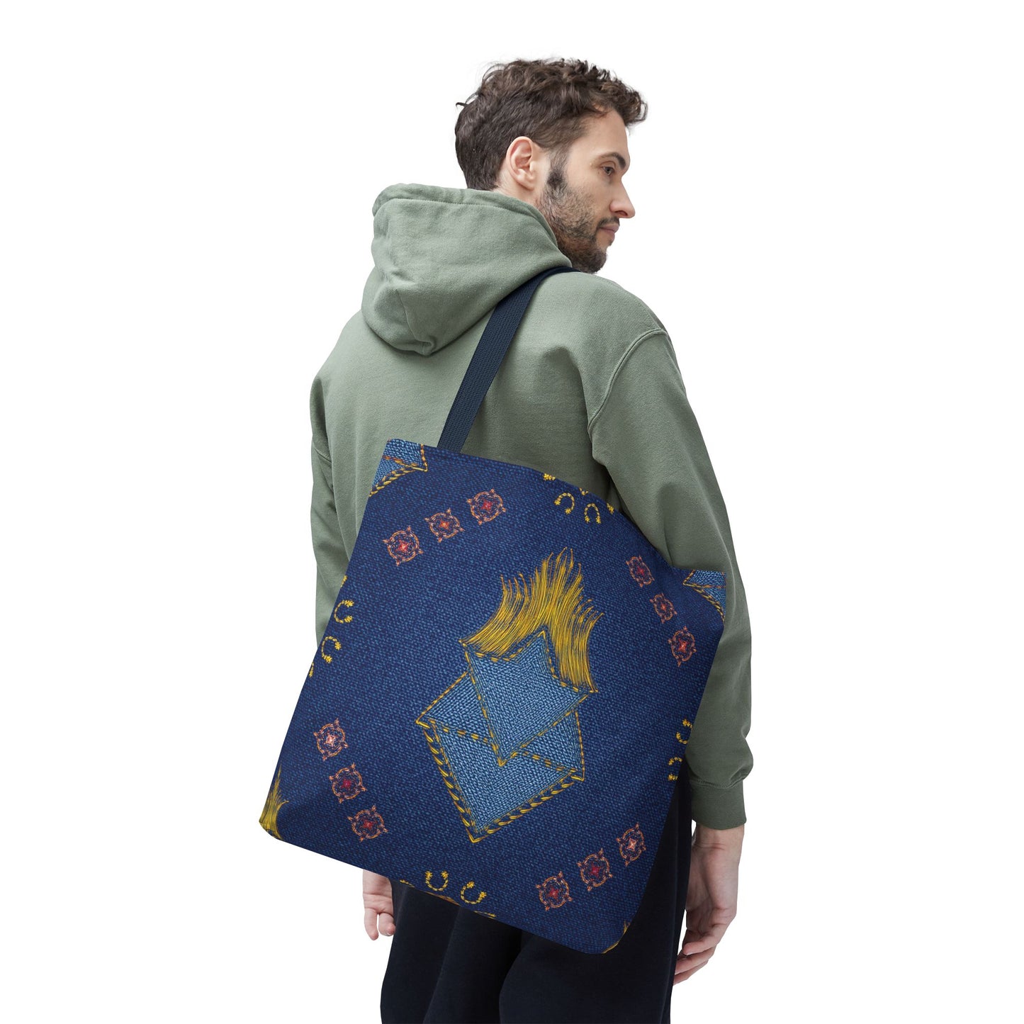 Diwali Graphic Denim Fabric Imitation Print Unisex Canvas Bag Poly Spun 3 Sizes Tote Bag 205-12