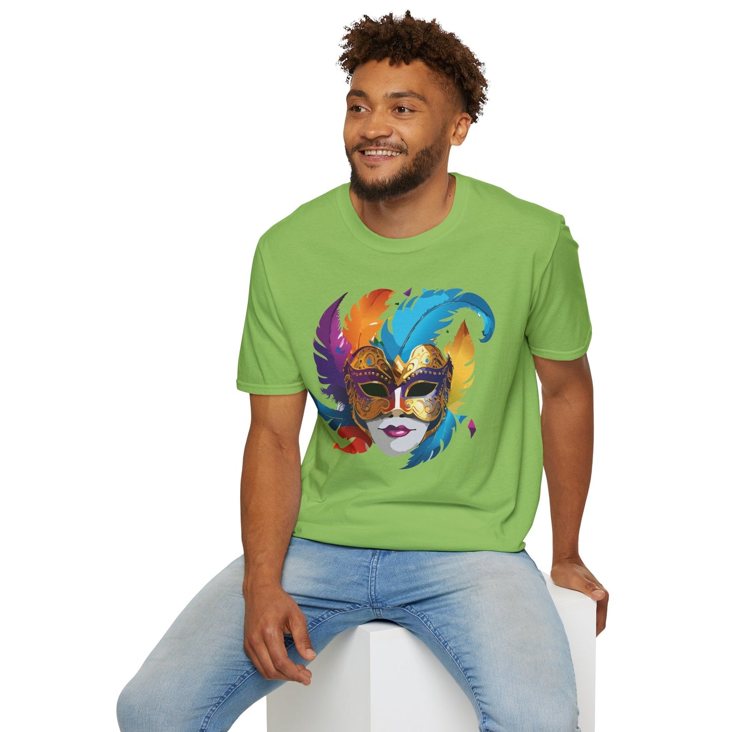 Mask Tee Shirt Unisex Short Sleeve Cotton Tee Art Design Masquerade Gildan Softstyle 64000