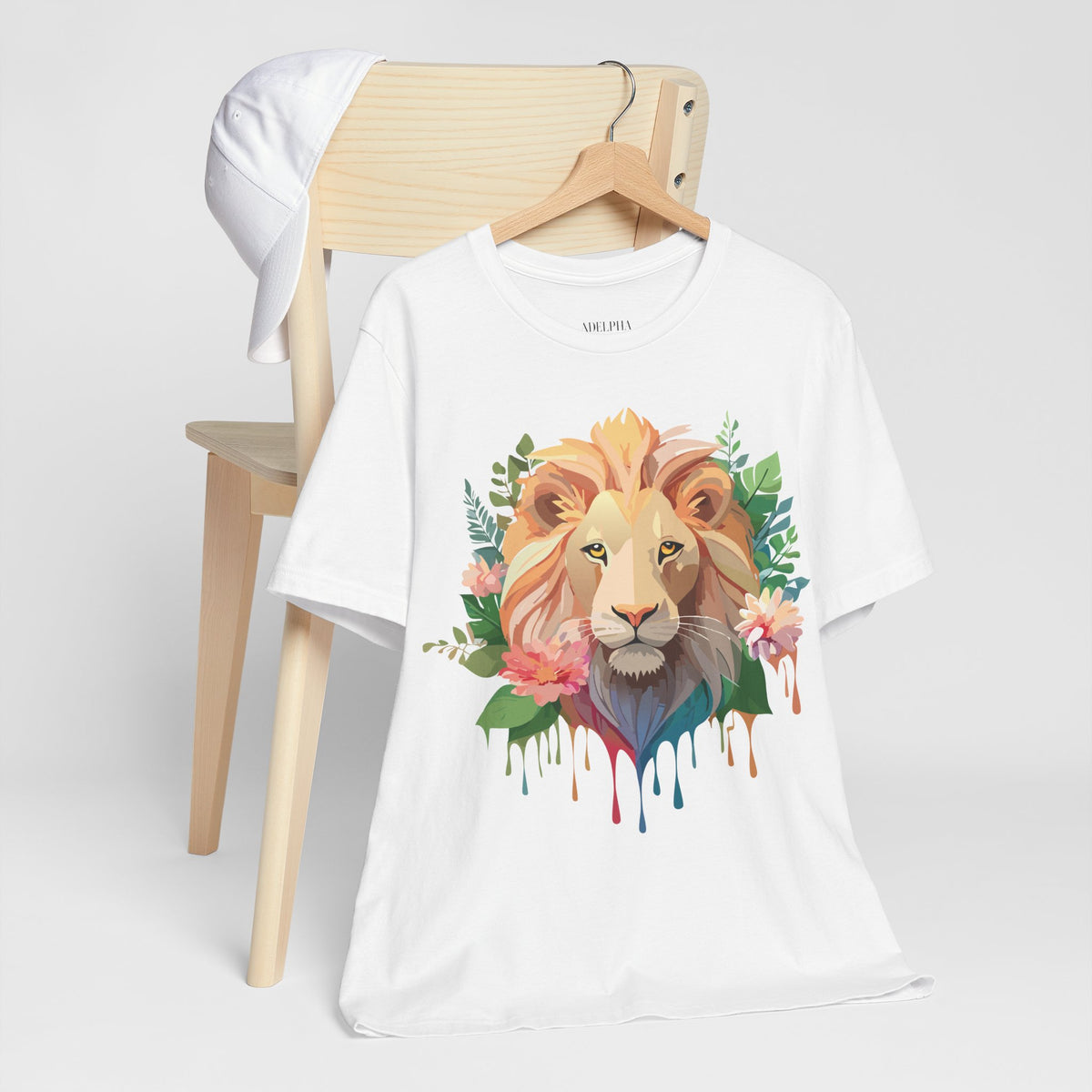Lion Graphic Unisex Cotton Bella+Canvas Tee with Art Animal Design e317