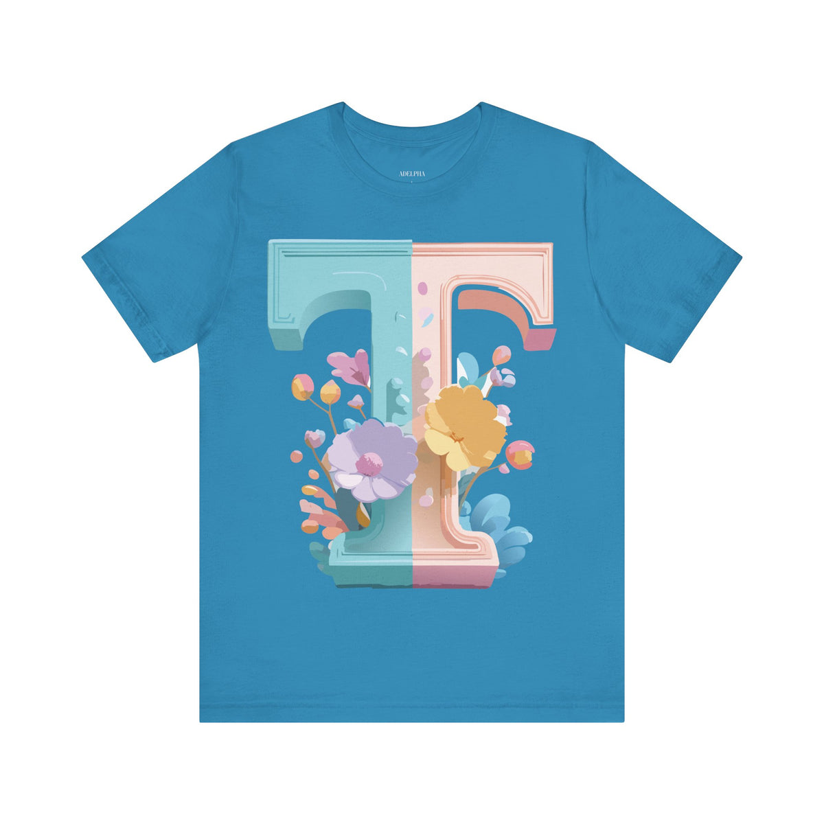 Letter T Graphic Unisex Cotton Bella+Canvas Tee with Art Letter Design