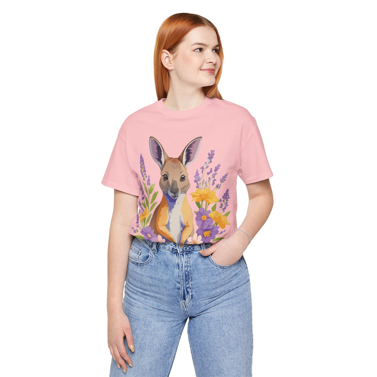 Kangaroo Graphic Unisex Cotton Bella+Canvas Tee with Art Animal Design e313