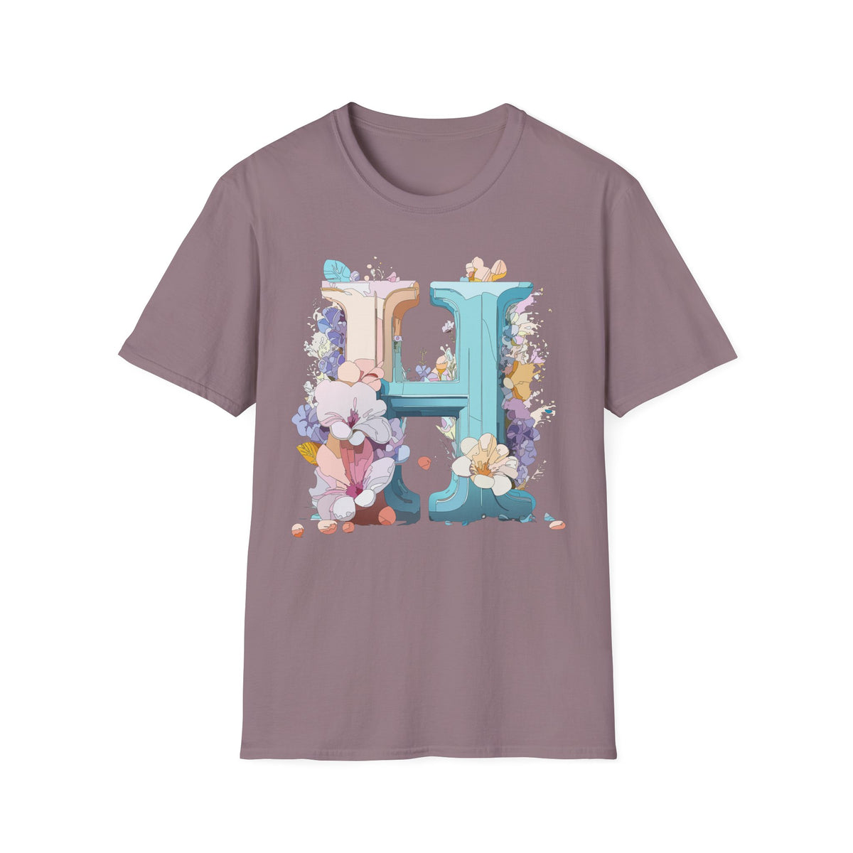 Floral H Monogram T-Shirt | Letter H Floral Initial Tee