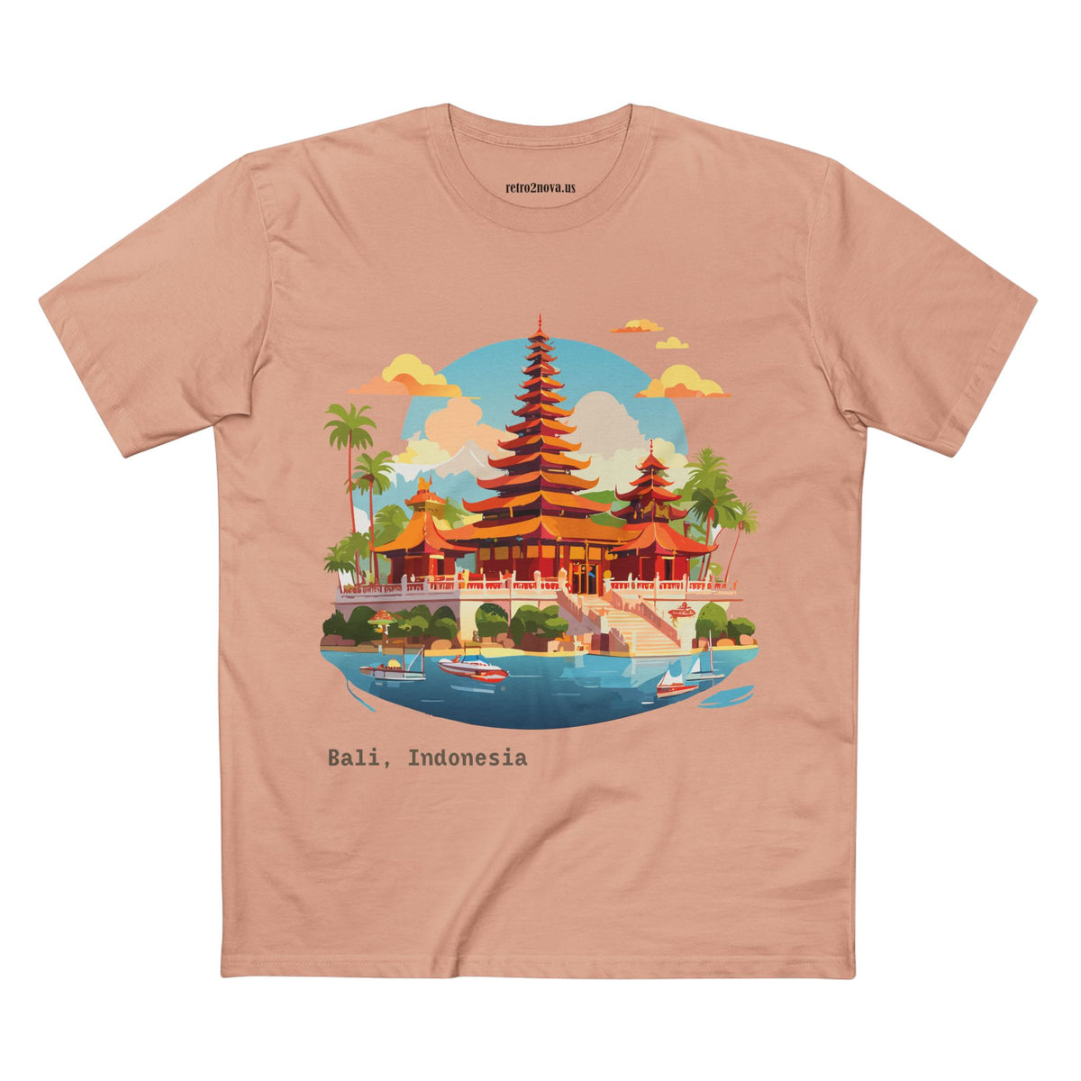 Bali Temple Landscape Tee | Indonesia Pagoda Illustration
