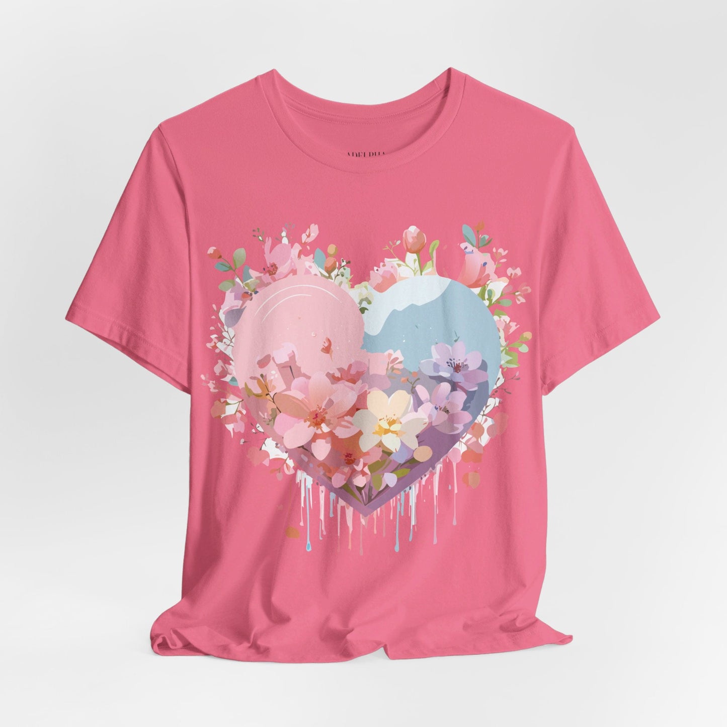 Valentine Day Graphic Unisex 100 Cotton Vintage Artwork with Love and Flower Design Tee 31
