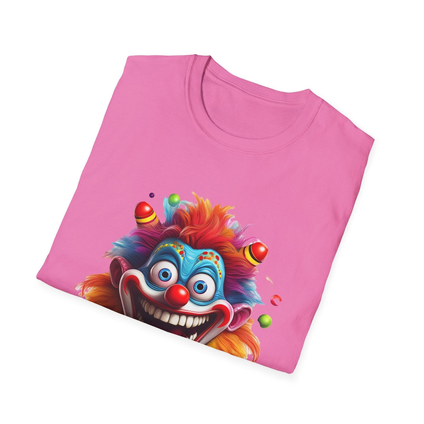 Clown Themed Unisex T Shirt Funny Man Circus Scary Man Tee Gildan Softstyle 64000 Cotton