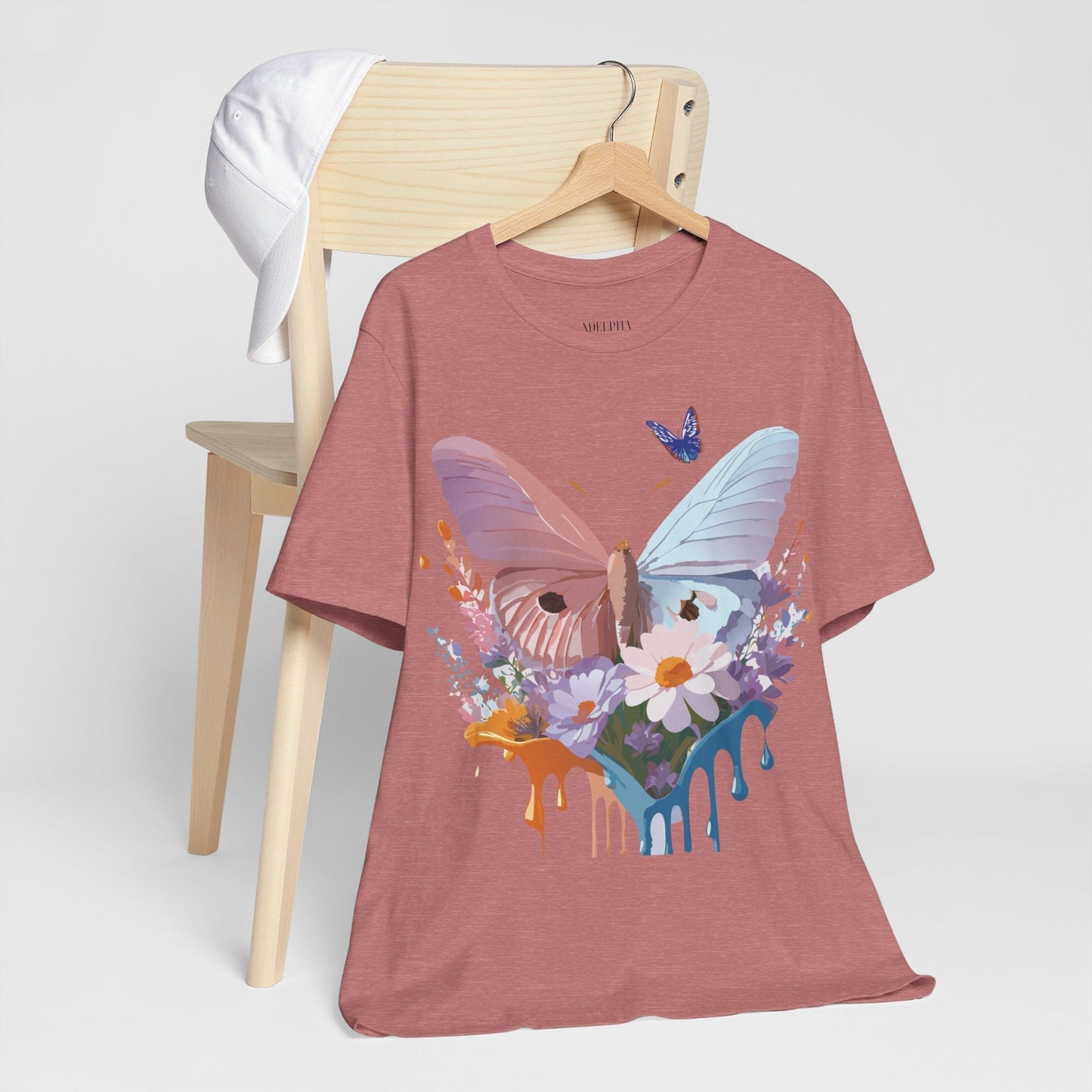Butterfly Graphic Unisex 100 Cotton Lightweight Vintage Floral Design Jersey Tee 69