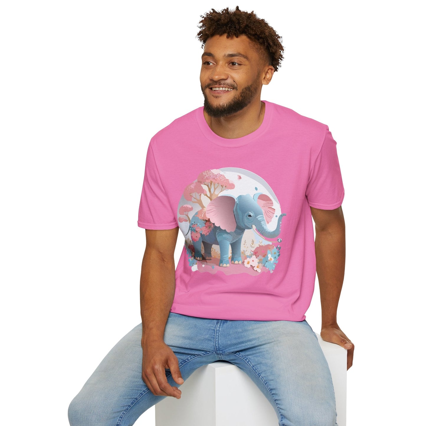 Unisex Elephant Graphic Tee Gildan Softstyle 64000 100 Percent Ring Spun Cotton Fabric