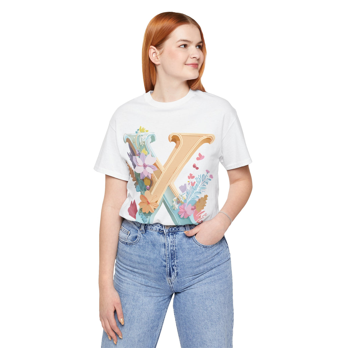 Letter X Graphic Unisex Cotton Bella+Canvas Tee with Art Letter Design