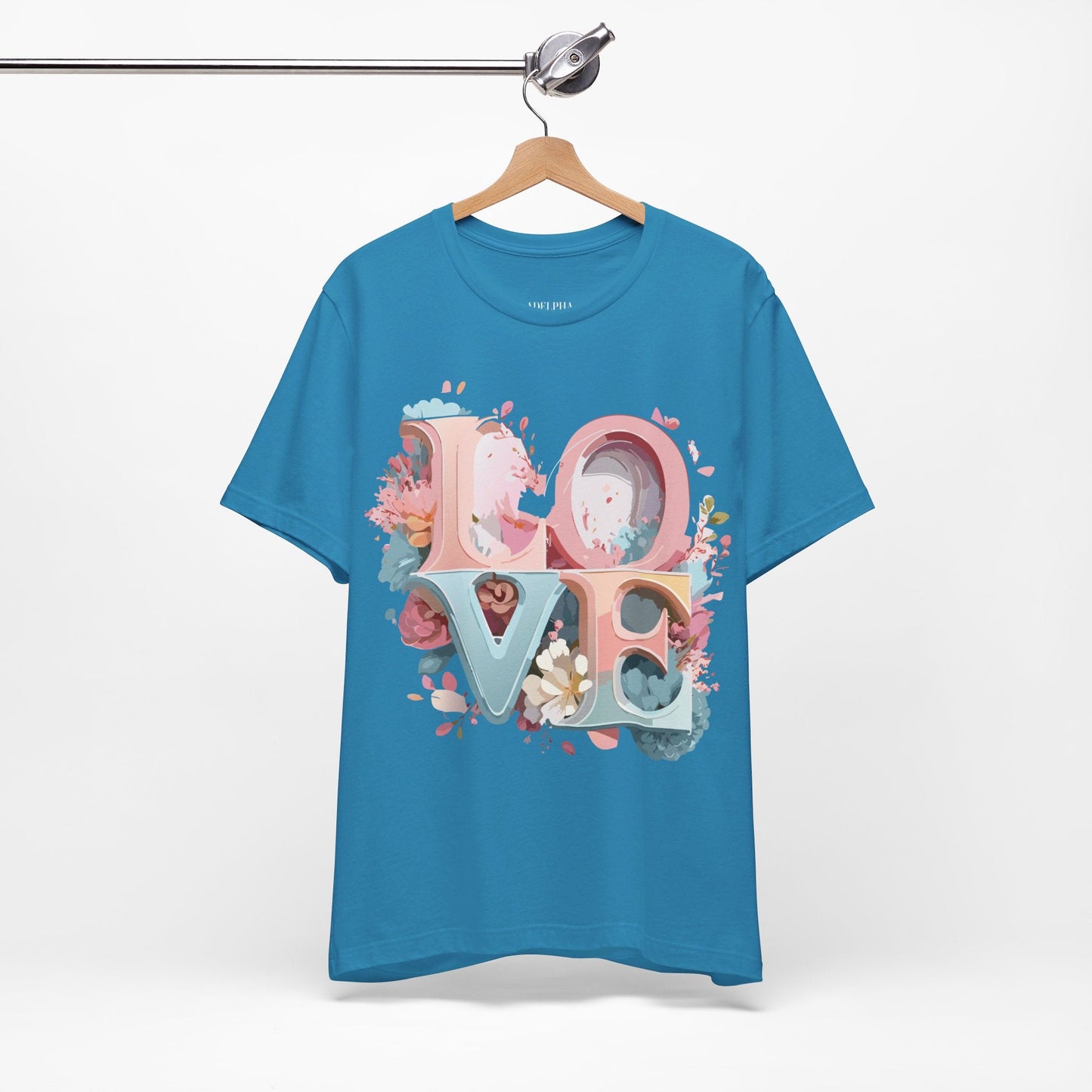 Valentine Day Graphic Unisex 100 Cotton Vintage Artwork with Love and Flower Design Tee 46