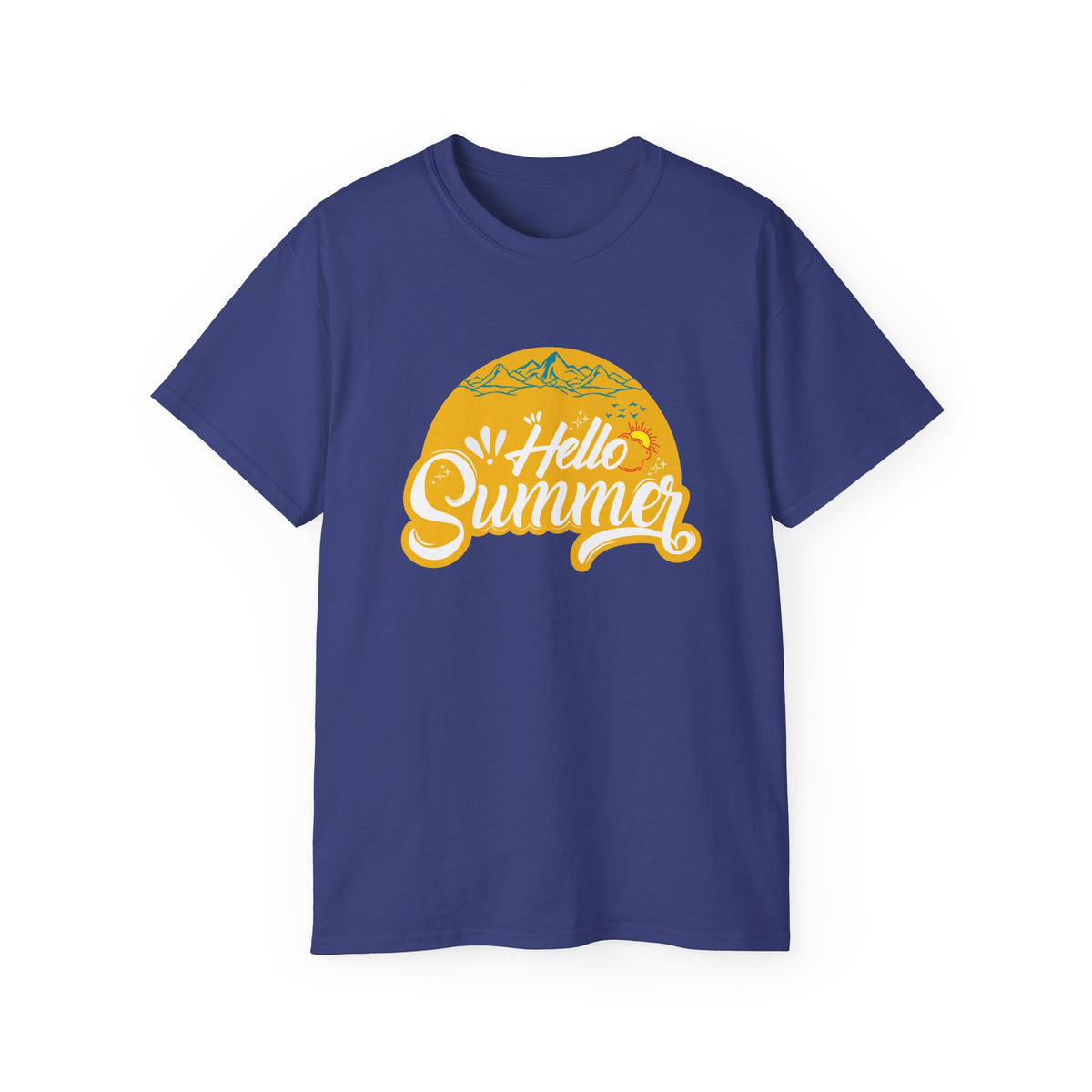 Hello Summer graphic Tee | Retro sun script design, black t-shirt