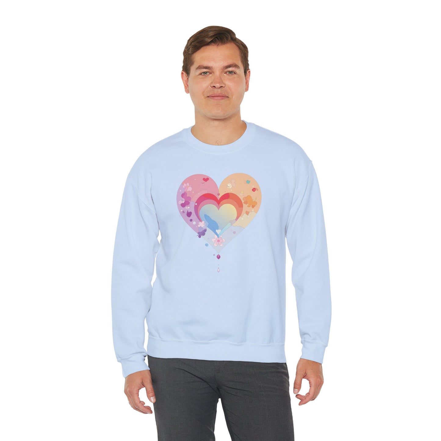 Rainbow Heart Sweatshirt, Floral Heart Sweatshirt, Floral Love Sweatshirt, Valentine's Day Sweatshirt, Rainbow Heart Floral Sweatshirt 114