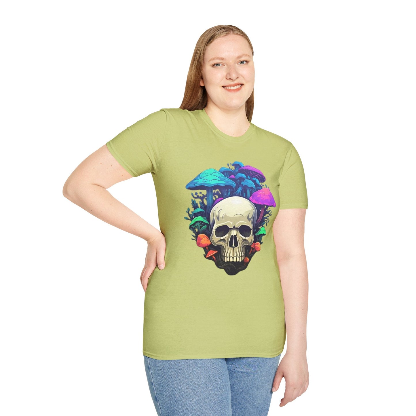 Unisex Skull Tee Shirt Short Sleeve Skeleton Design Gildan Softstyle Cotton Tee Shirt